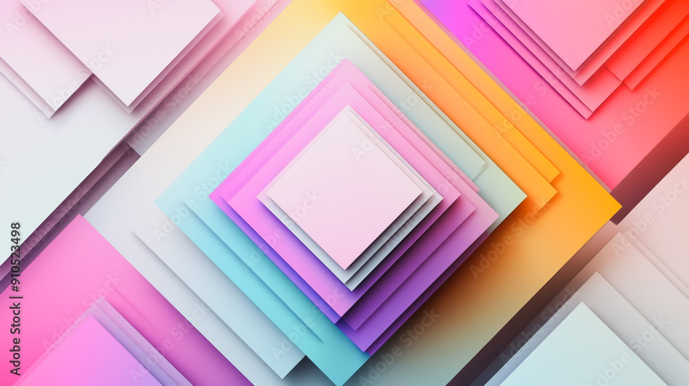 Abstract white background with pastel colorful 3D abstract background overlap layer on dark space with square decoration. Modern graphic design element motion style concept for banner, flyer, card, Abstract white background with pastel colorful 3D abstract background overlap layer on dark space with square decoration. Modern graphic design element motion style concept for banner, flyer, card,