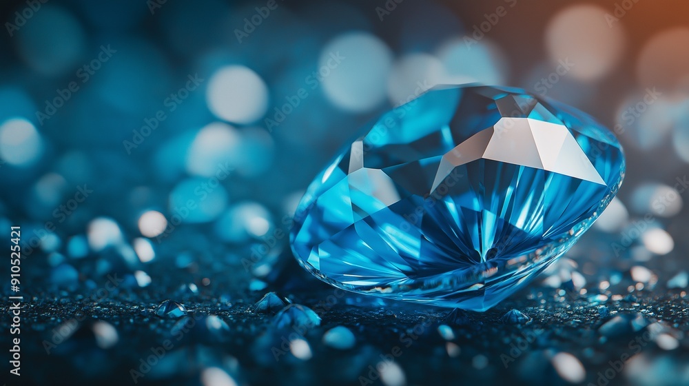 Close-up of a blue gemstone with dramatic lighting, capturing intricate details and reflections, suitable for high-end jewelry marketing. Has copy space. Close-up of a blue gemstone with dramatic lighting, capturing intricate details and reflections, suitable for high-end jewelry marketing. Has copy space.