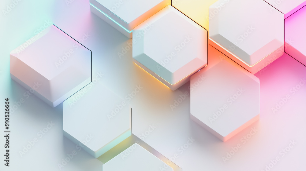Abstract white background with pastel colorful 3D abstract background overlap layer on dark space with hexagon decoration. Modern graphic design element motion style concept for banner, flyer, card, Abstract white background with pastel colorful 3D abstract background overlap layer on dark space with hexagon decoration. Modern graphic design element motion style concept for banner, flyer, card,