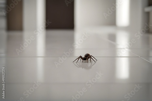 house kitchen smooth common floor home seen tile level residential ground spider large big black brown close hairy indoor insect interior leg low angle macro