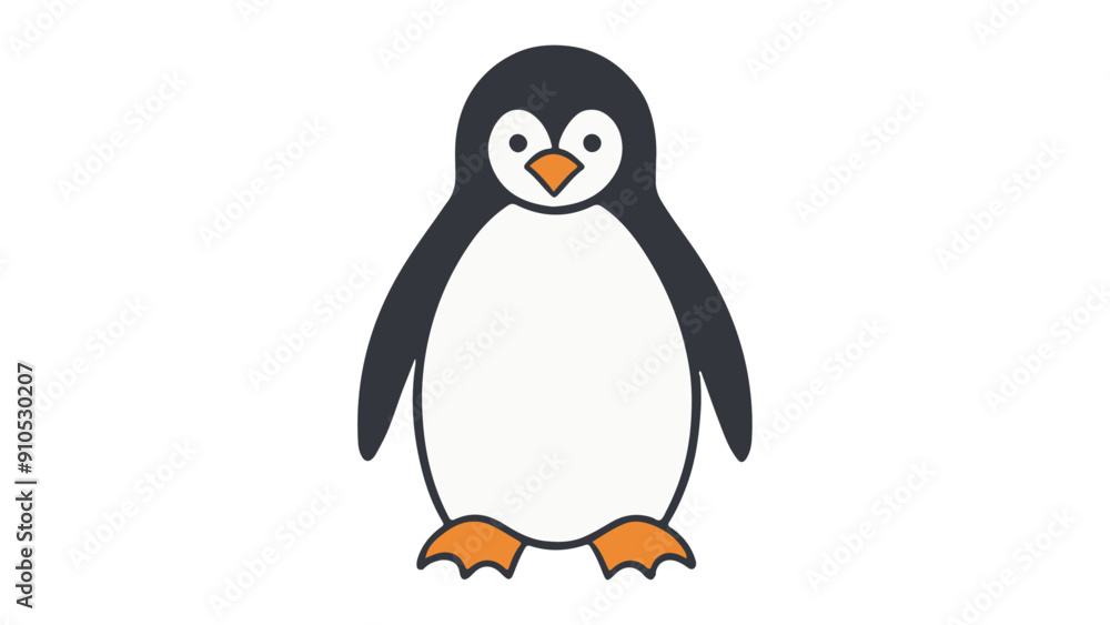 Fototapeta premium simple illustration of a penguin on a white background, simple vector shape of a cute penguin vector illustration