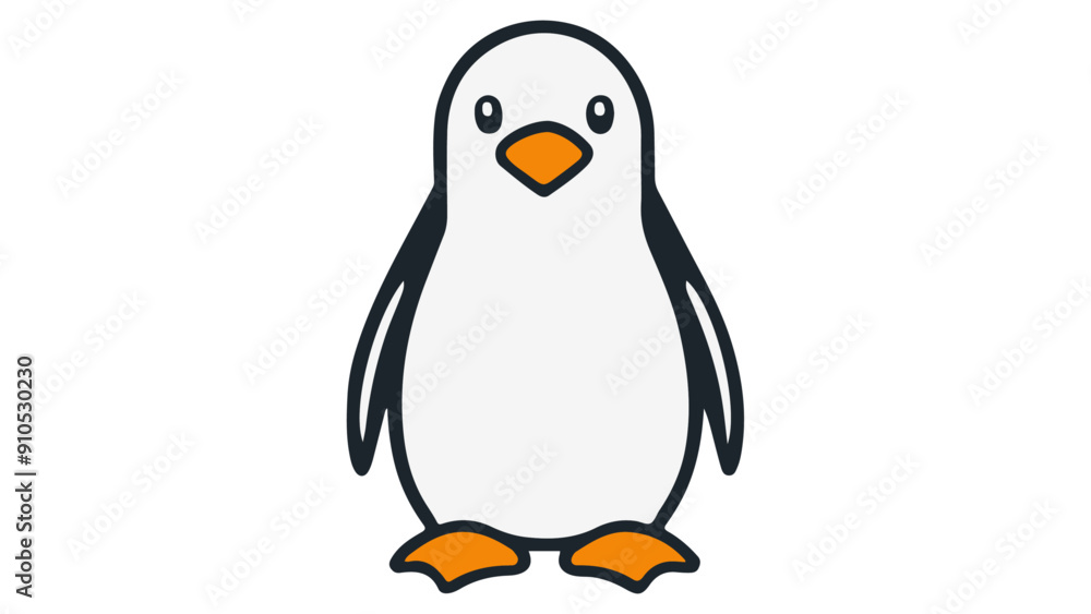 Fototapeta premium simple illustration of a penguin on a white background, simple vector shape of a cute penguin vector illustration