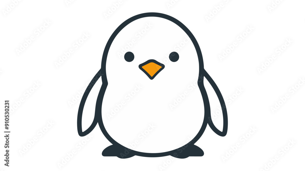 Fototapeta premium simple illustration of a penguin on a white background, simple vector shape of a cute baby penguin vector illustration