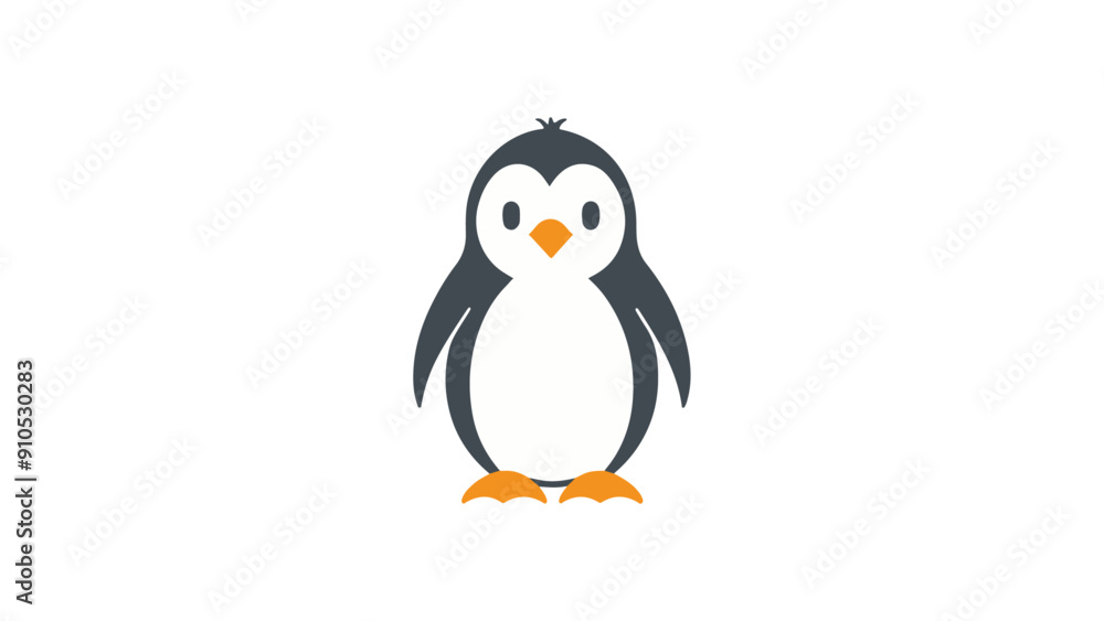 Obraz premium simple illustration of a penguin on a white background, simple vector shape of a cute small penguin vector illustration