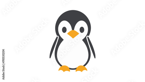 simple illustration of a penguin on a white background, simple vector shape of a cute penguin vector illustration cartoon