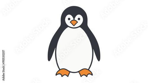 simple illustration of a penguin on a white background, simple vector shape of a cute penguin vector illustration