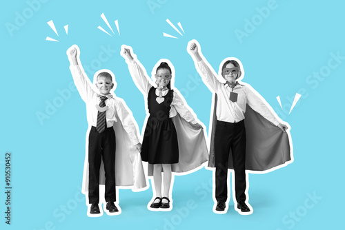 Happy pupils dressed as sup...