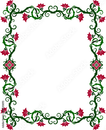 Beautiful floral frame with flowers on white background
