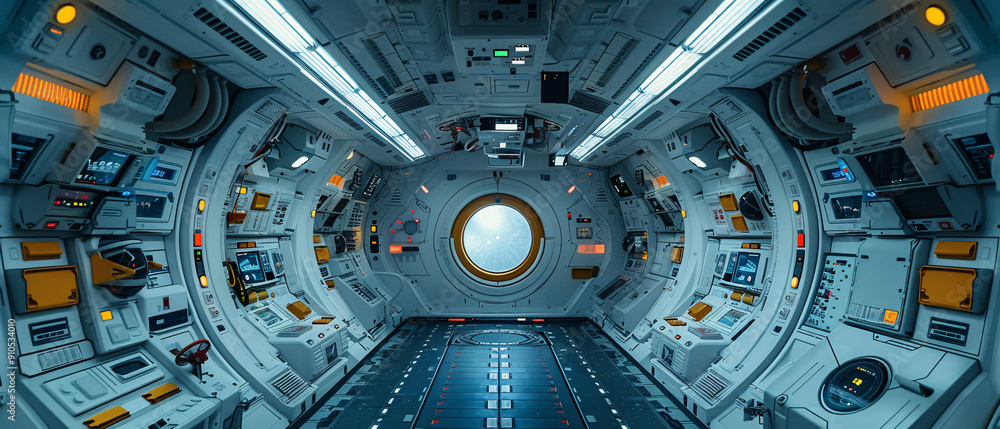 Futuristic Spaceship Interior Design with Control Panels and Viewport, Futuristic Spaceship Interior Design with Control Panels and Vie Futuristic Spaceship Interior Design with Control Panels and Viewport, Futuristic Spaceship Interior Design with Control Panels and Vie