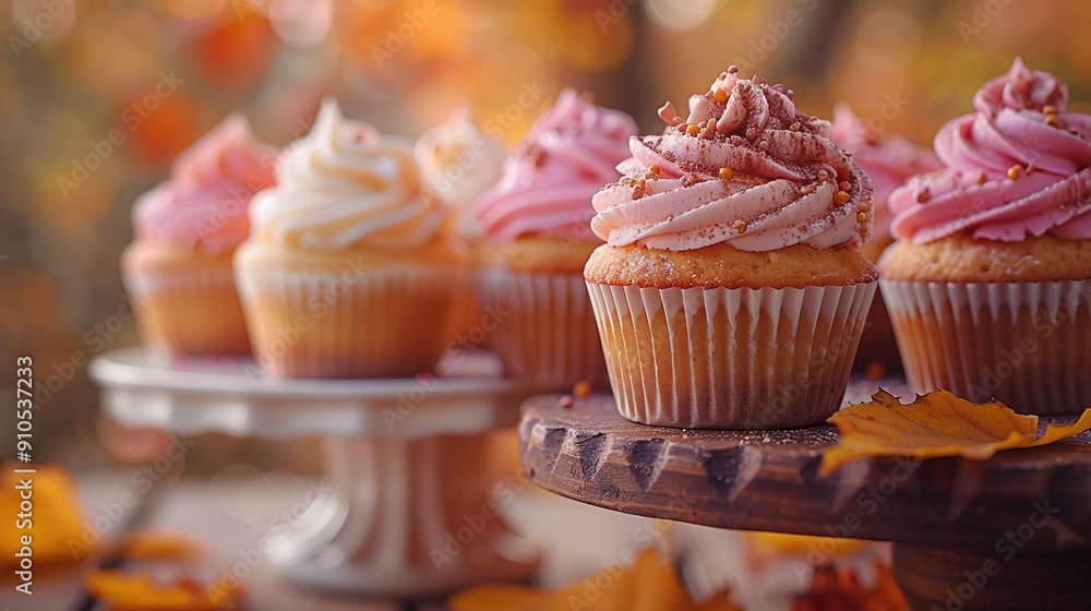 Delicious Cupcakes with Fall Foliage Delicious Cupcakes with Fall Foliage