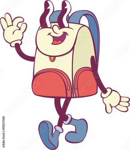 Rtero groovy school backpack cartoon character