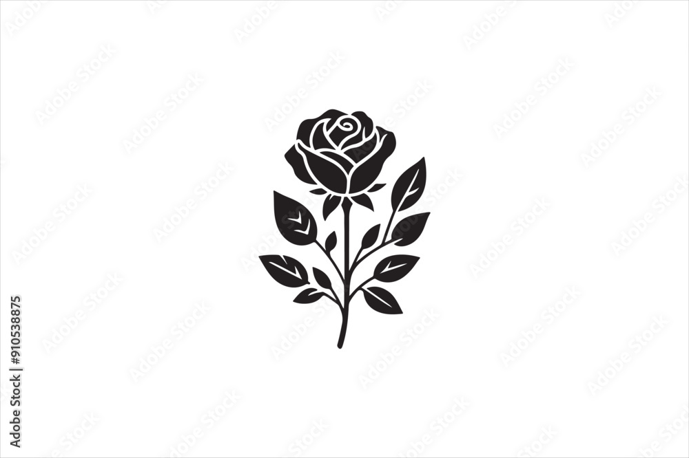 Obraz premium Rose silhouette vector art illustrations