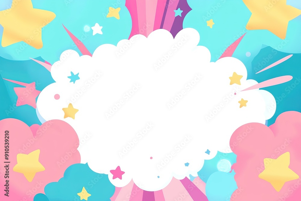 Abstract Cloud with Colorful Stars and Striped Background Abstract Cloud with Colorful Stars and Striped Background