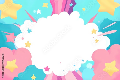 Abstract Cloud with Colorful Stars and Striped Background