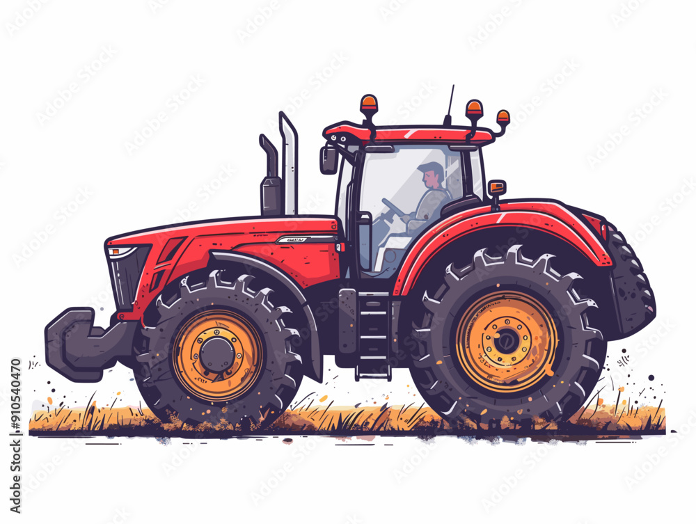Tractor on the field. Vector illustration in a flat style Tractor on the field. Vector illustration in a flat style