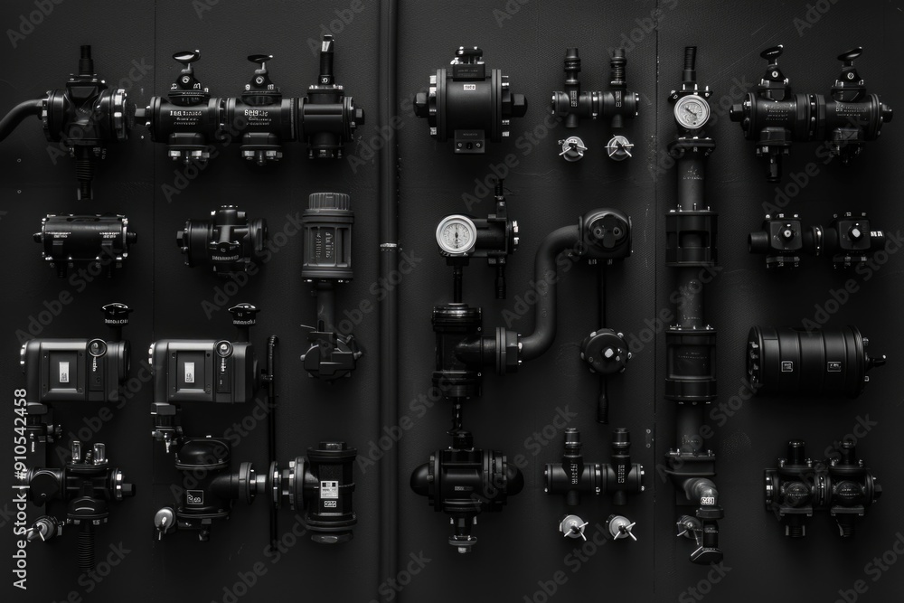 Black and white photo of various pipes, can be used for background or industrial themed designs Black and white photo of various pipes, can be used for background or industrial themed designs