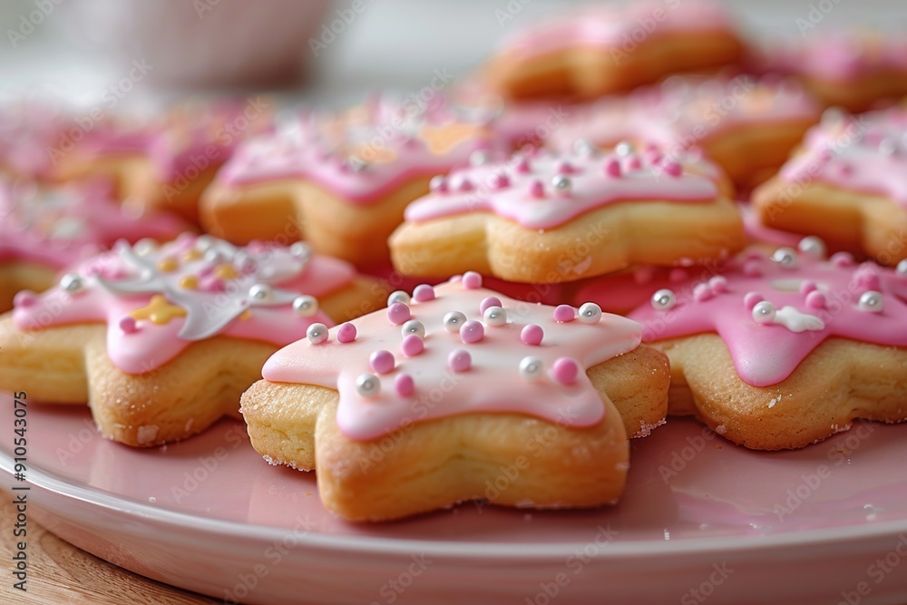 Pink Star-Shaped Cookies with Sprinkles Pink Star-Shaped Cookies with Sprinkles