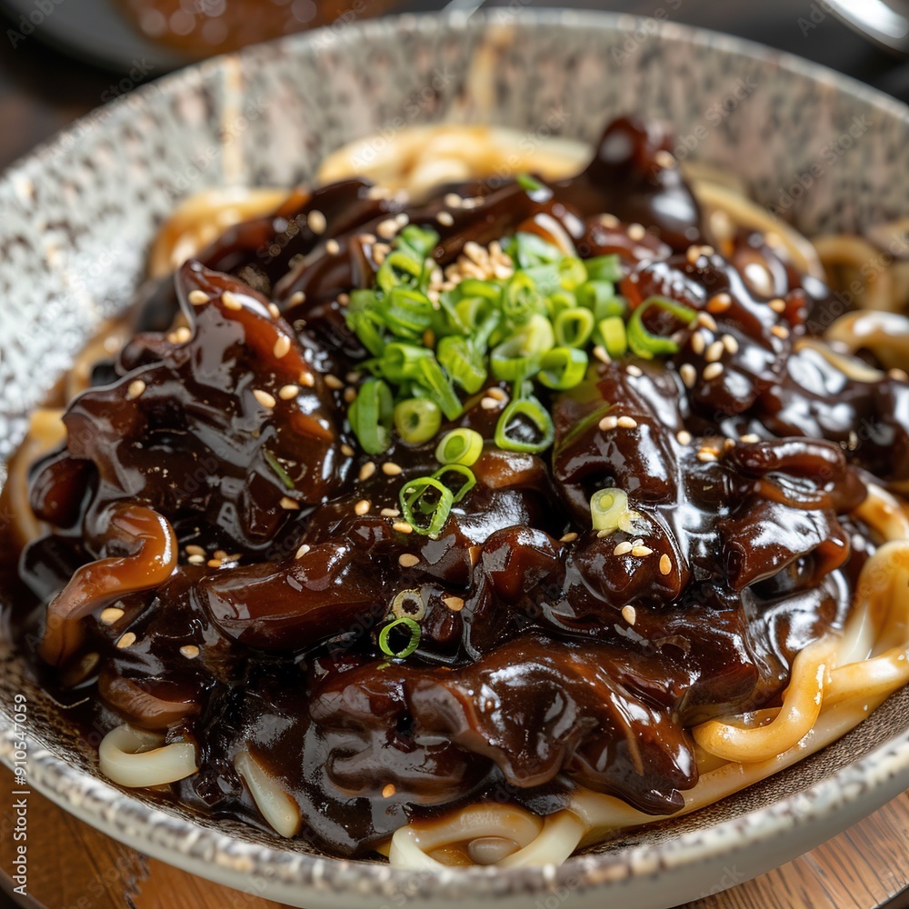 Fototapeta premium Jajangmyeon - Noodles in black bean sauce.