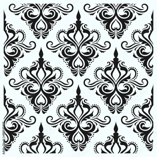 Damask seamless pattern. Floral ornament elements, Wallpaper Background vector Vintage illustration