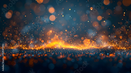 Abstract Background with Golden and Blue Sparkle photo