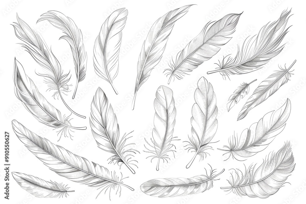 Fototapeta premium A collection of colorful feathers gathered together