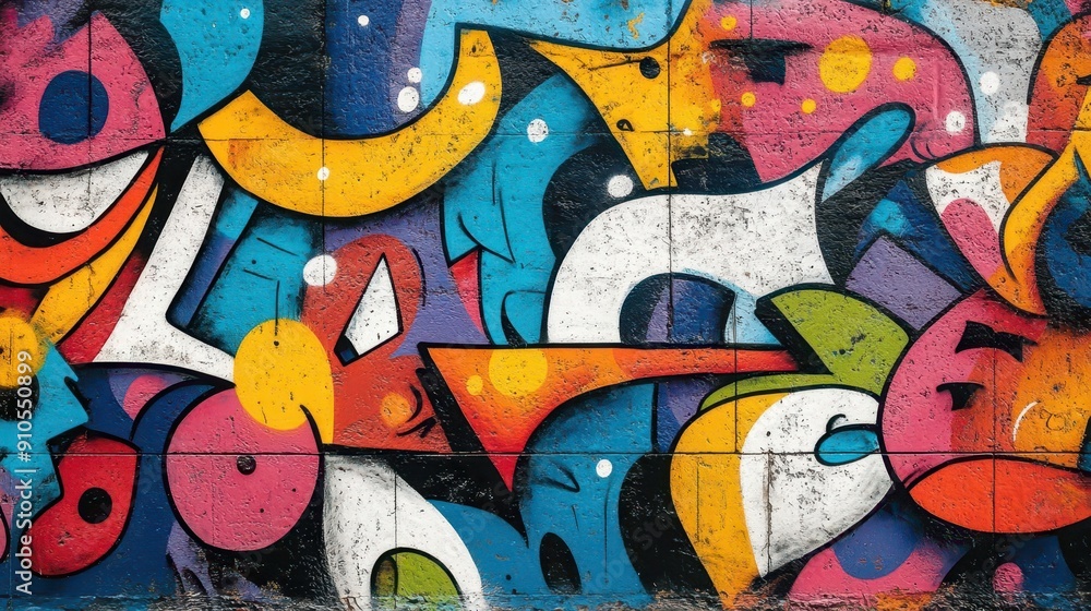 vibrant chaotic graffiti mural covering an urban wall bold colors and intricate designs blend abstract patterns with stylized characters creating a dynamic street art masterpiece vibrant chaotic graffiti mural covering an urban wall bold colors and intricate designs blend abstract patterns with stylized characters creating a dynamic street art masterpiece