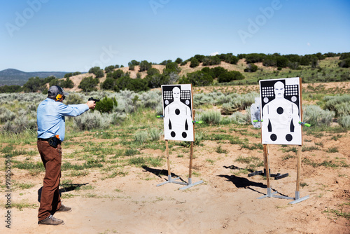 Man at outdoor gun range 