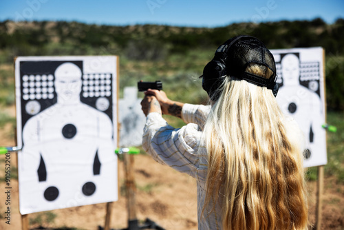 Woman at gun range 