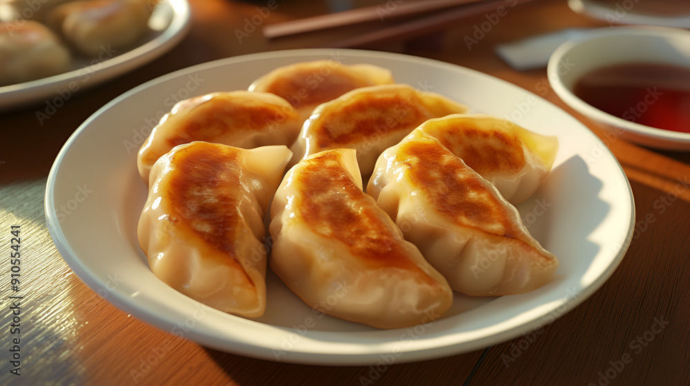 Pot Stickers Dumplings Gyoza Asian Food Aspect 16:9 Pot Stickers Dumplings Gyoza Asian Food Aspect 16:9