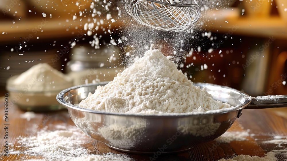 Flour Falling Into a Bowl - Photo Flour Falling Into a Bowl - Photo