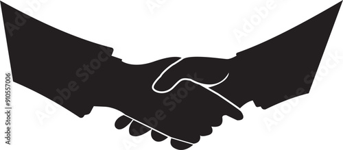 Business agreement concept: Two businessman shaking hands handshake silhouette icon illustration