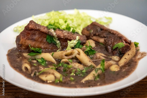 Traditional black bean minestrone soup with classic ingredients