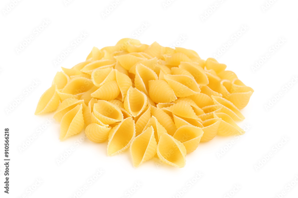 Heap of tasty raw conchiglioni pasta on white background Heap of tasty raw conchiglioni pasta on white background