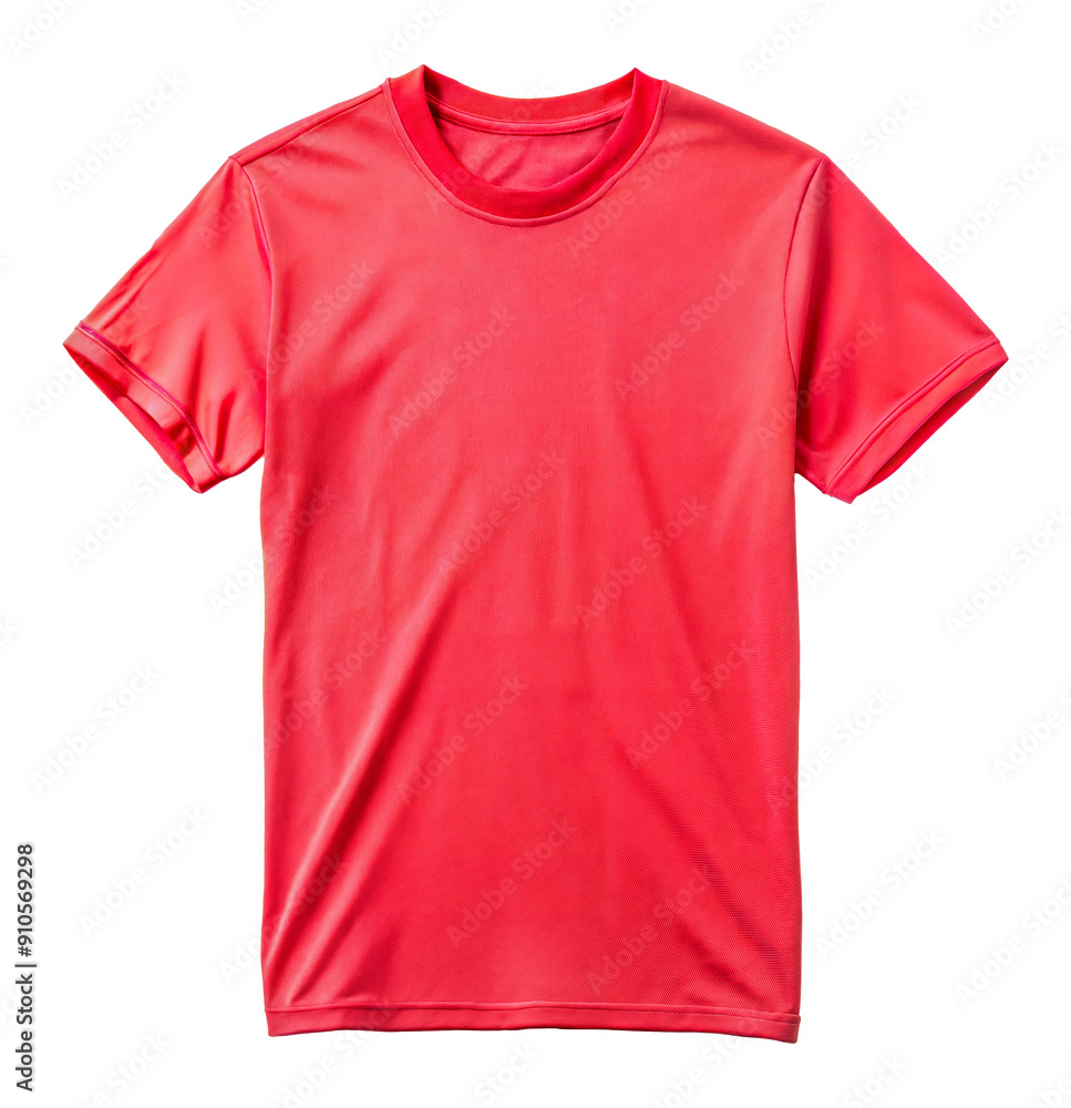 Bright red short sleeve athletic shirt, cut out - stock png. Bright red short sleeve athletic shirt, cut out - stock png.