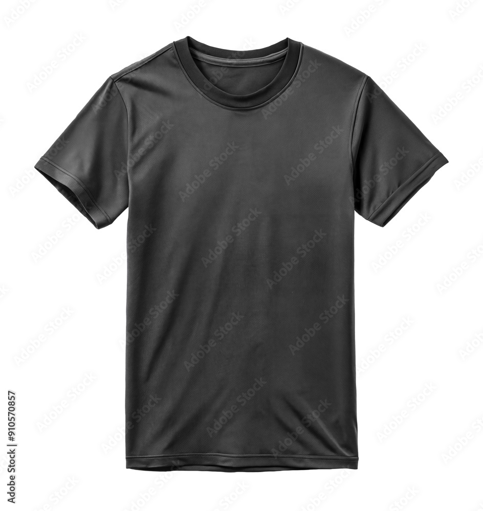 Simple black short-sleeve t-shirt for casual fashion choices, cut out - stock png. Simple black short-sleeve t-shirt for casual fashion choices, cut out - stock png.