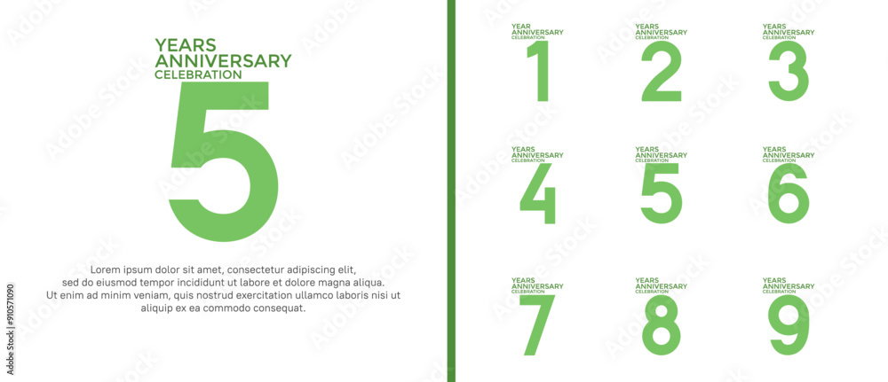 anniversary logo style set with green color can be use for celebration moment anniversary logo style set with green color can be use for celebration moment