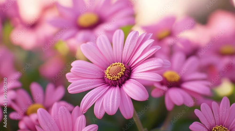 Obraz premium Pink Daisy Flowers in Full Frame