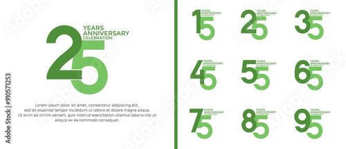 anniversary logo style set with green color can be use for celebration moment