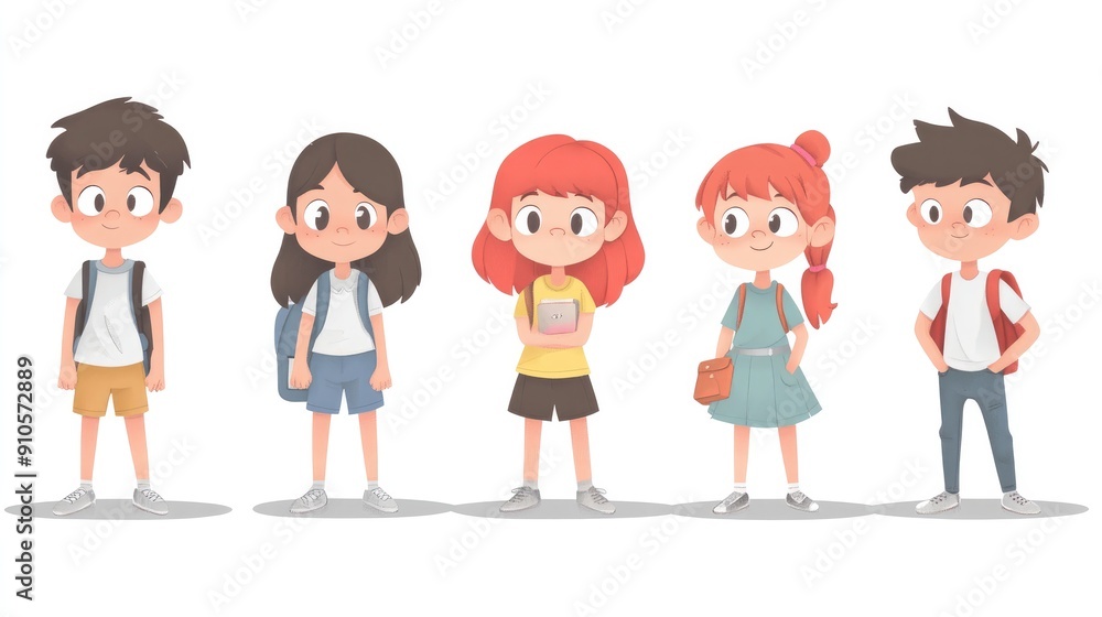 Collection of cartoon anime boy and girl, ideal for design assets and copy space Collection of cartoon anime boy and girl, ideal for design assets and copy space