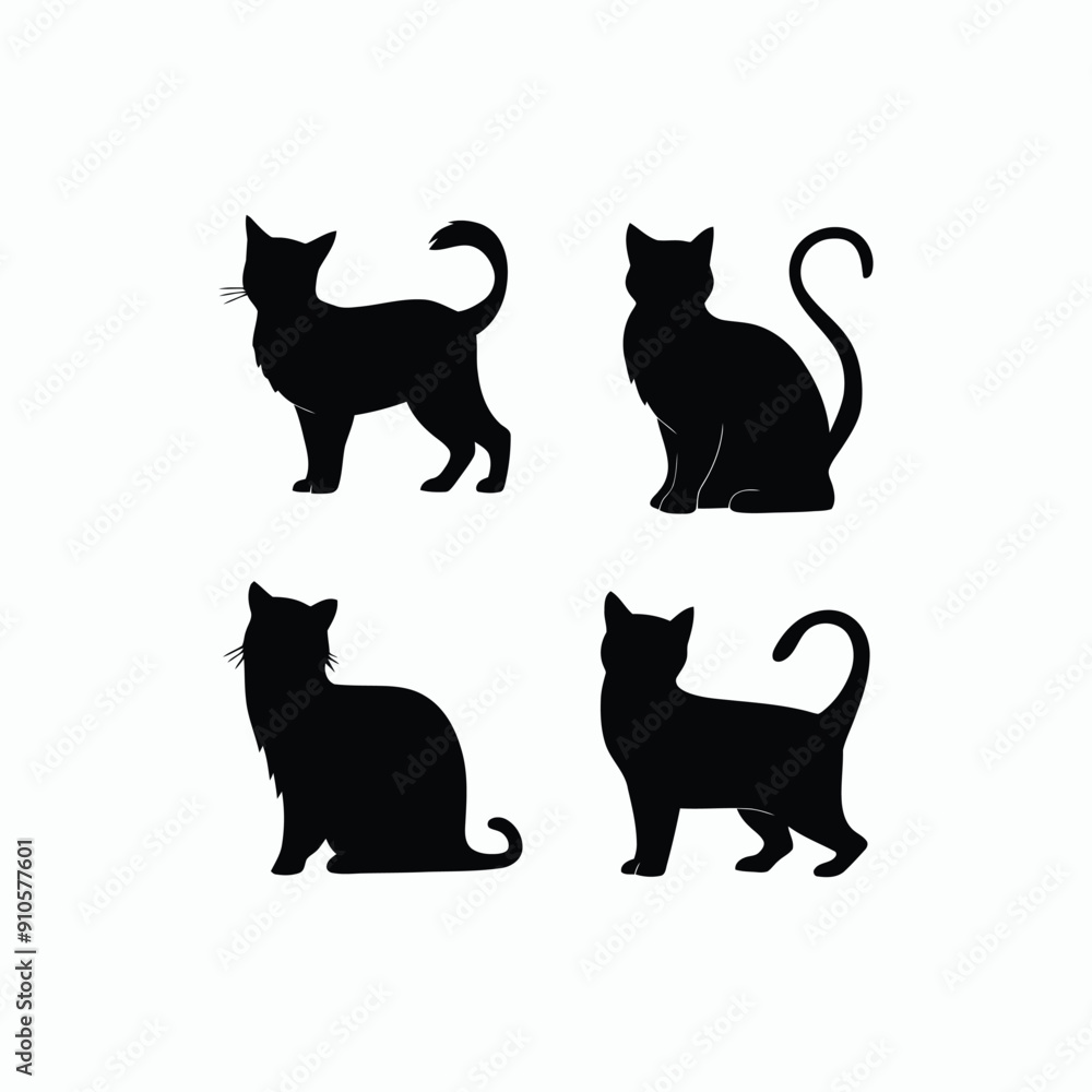 Cat silhouette set animals vector template illustration Cat silhouette set animals vector template illustration