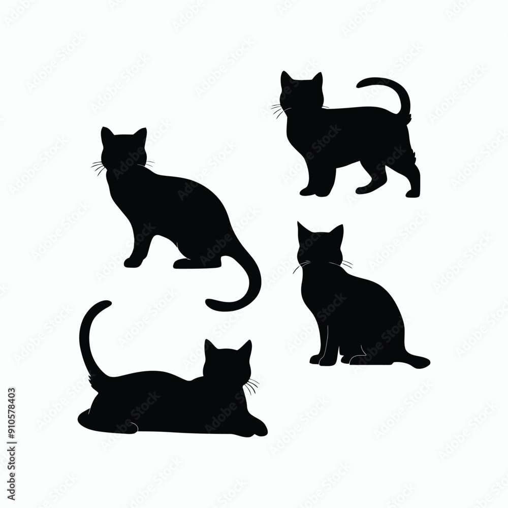 Fototapeta premium Cat silhouette set animals vector template illustration