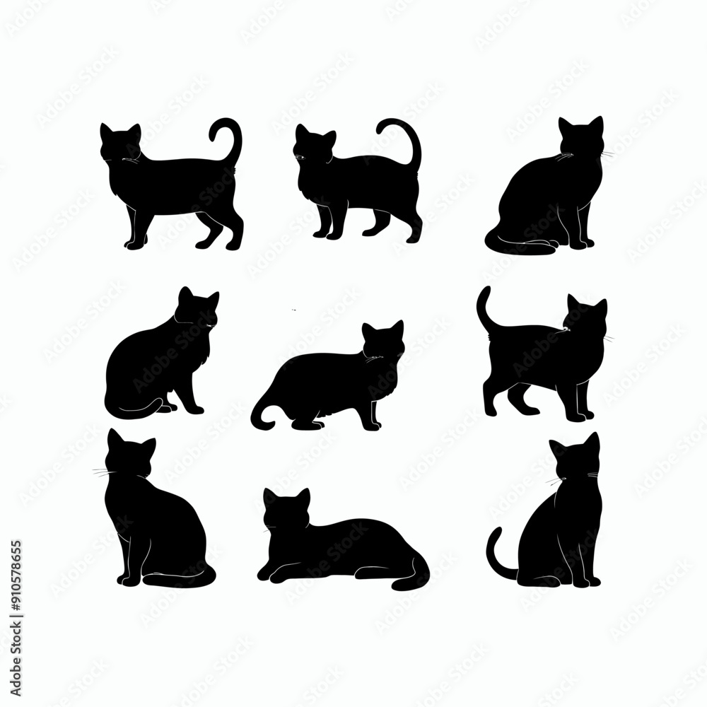 Cat silhouette set animals vector template illustration Cat silhouette set animals vector template illustration