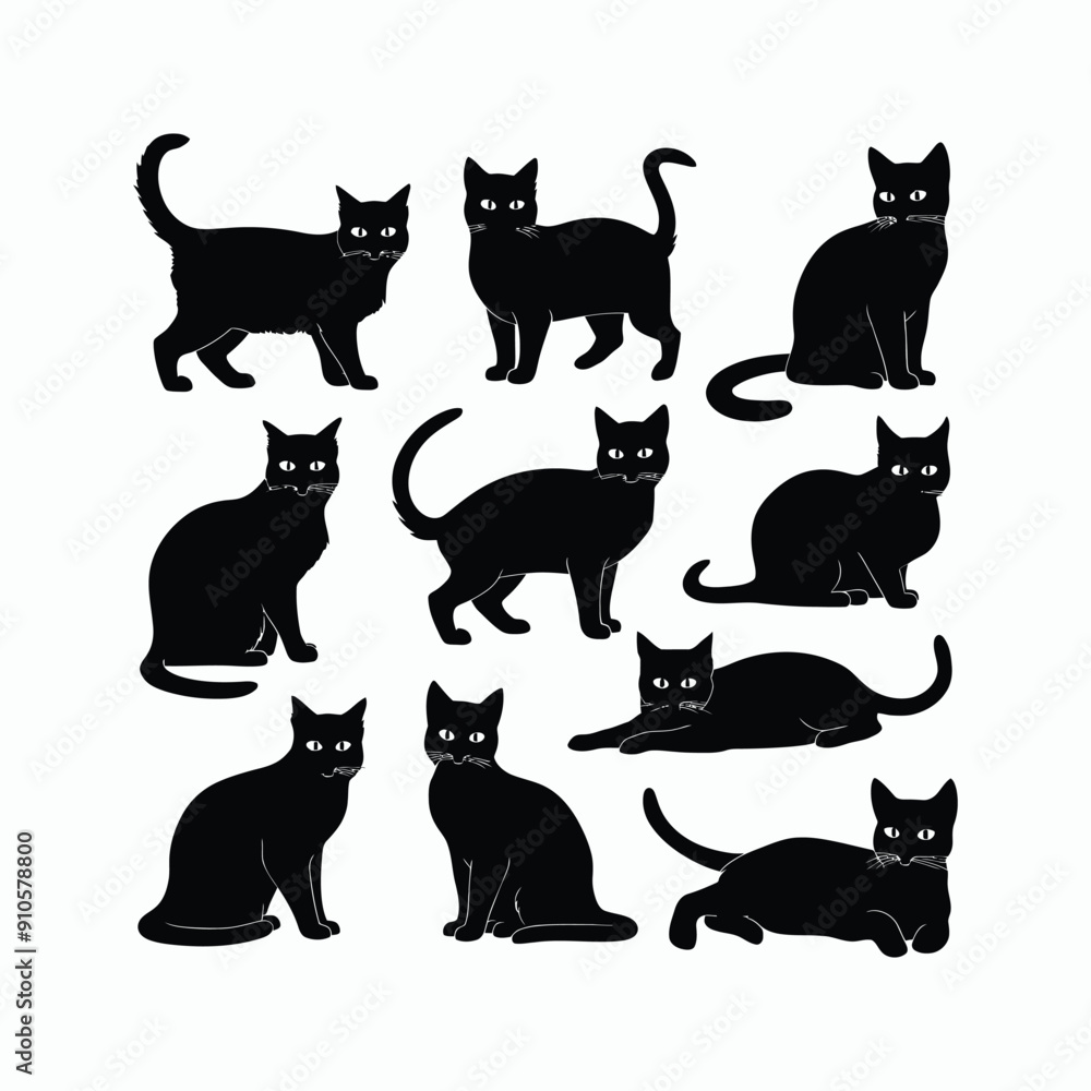 Cat silhouette set animals vector template illustration Cat silhouette set animals vector template illustration