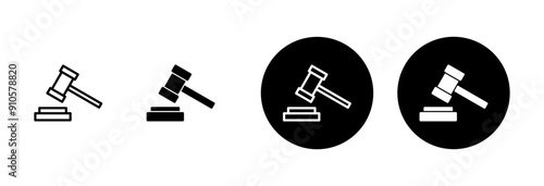 Gavel icon vector isolated on white background. Hammer icon vector. Judge Gavel Auction Icon Vector. Bid