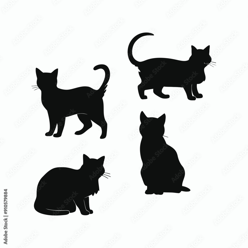 Cat silhouette set animals vector template illustration Cat silhouette set animals vector template illustration