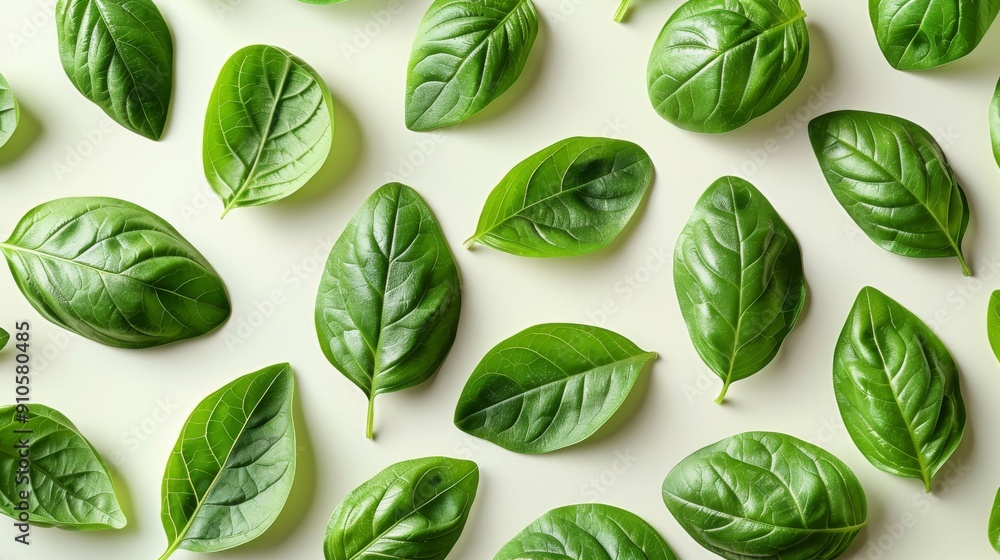 basil leaves on a white background basil leaves on a white background