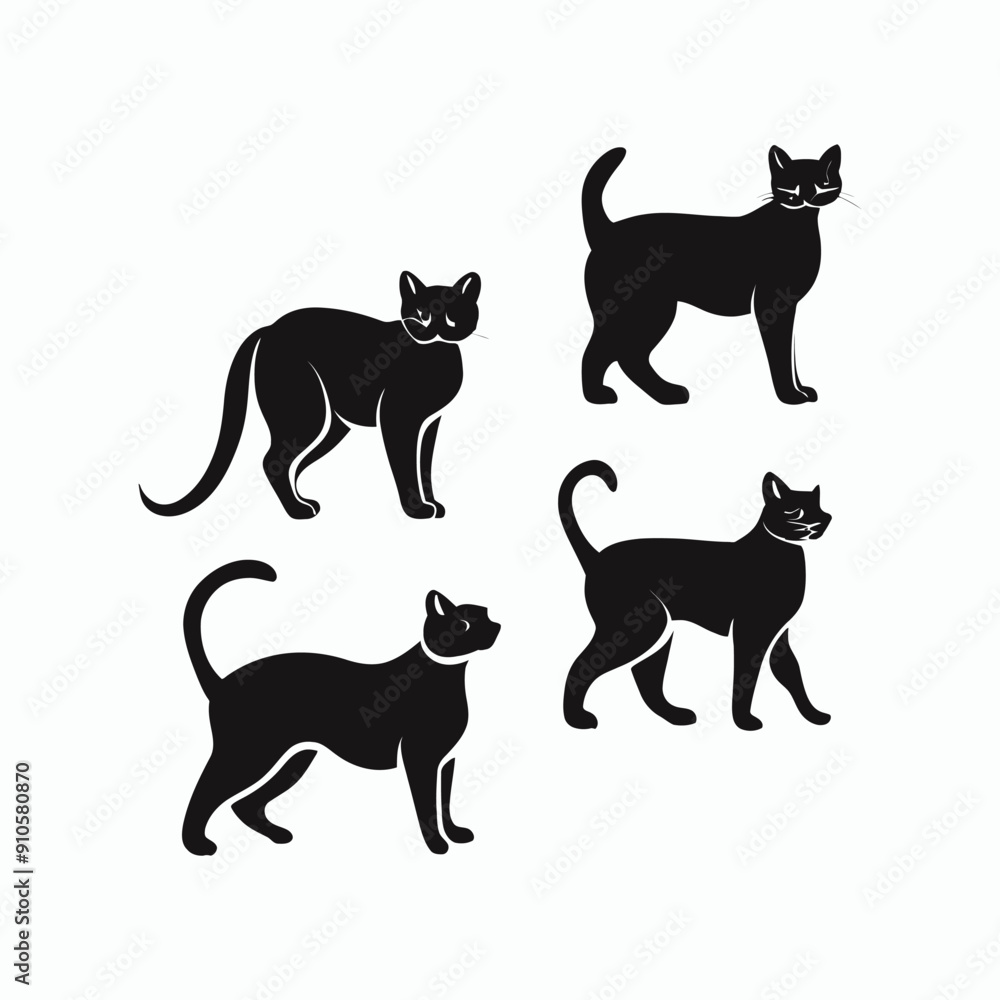 Cat silhouette set animals vector template illustration Cat silhouette set animals vector template illustration