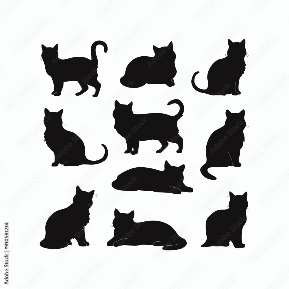 Cat silhouette set animals vector template illustration Cat silhouette set animals vector template illustration