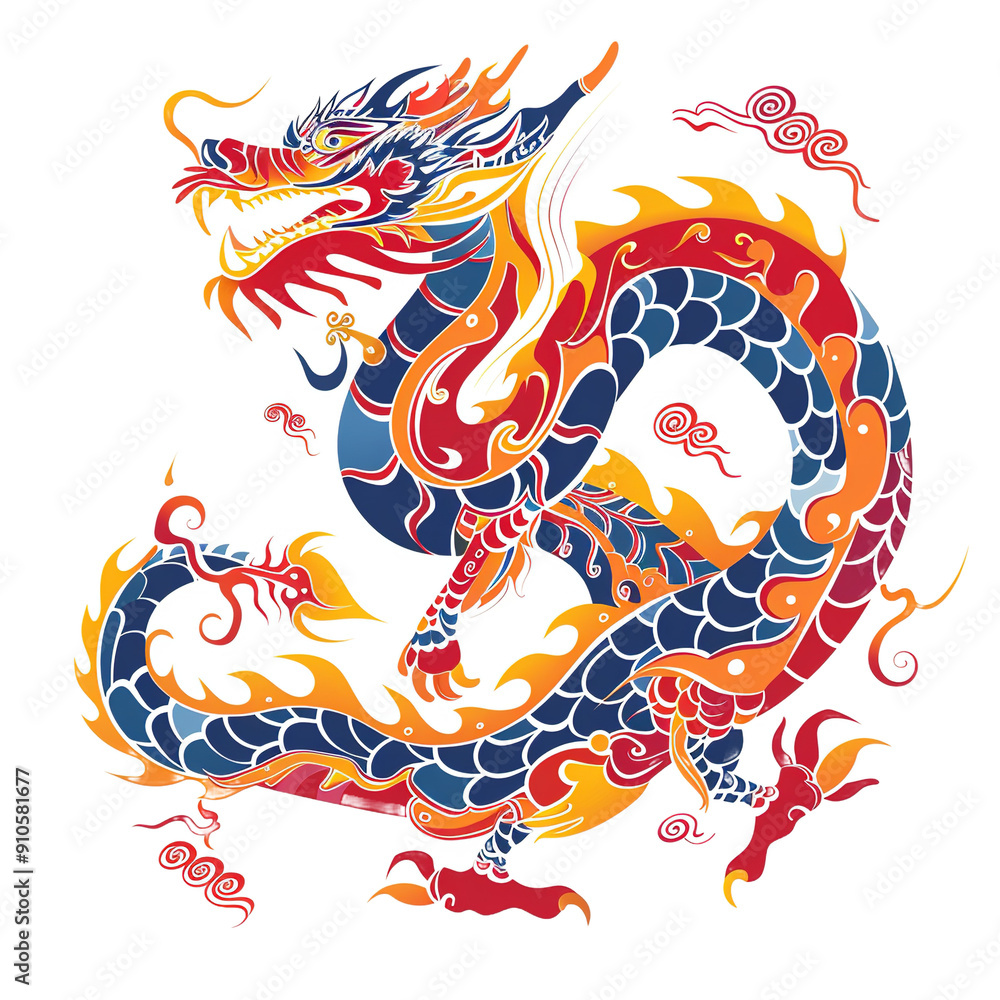 Fototapeta premium Chinese dragon themed design for festival on transparent background,&nbsp;png