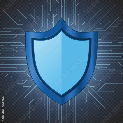 Futuristic shield protection. Shield symbol. Concept of internet privacy or cyber protection or antivirus. Vector illustration
